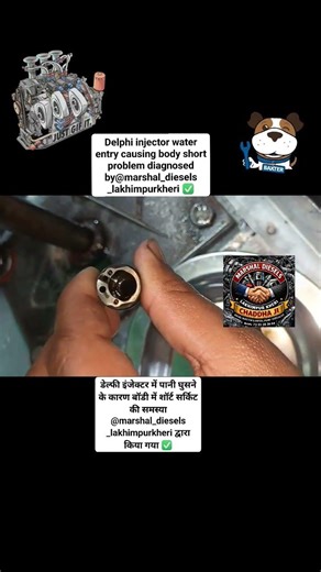 Delphi injector water entry causing body short problem diagnosed