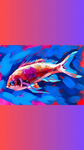 The Squarespot Anthias fish got Fresh Paint-ified! We are working through our underwater series in Fresh Paint this month. Don't Golden paints achieve the most AMAZING colors?? #acrylicpainter #goldenpaints #artstagram #alikay #freshpaint #acrylicpainting #underthesea | Ali Kay Studio