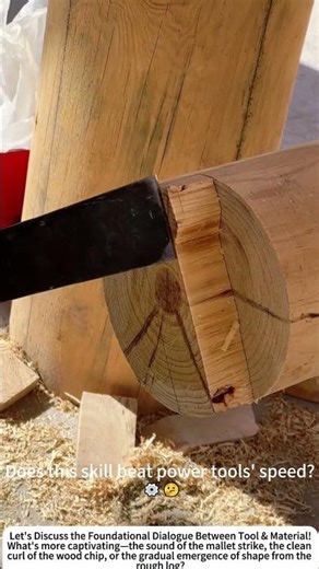 Shaping by Force & Finesse: Hewing a Log with Mallet & Chisel 🔨✨