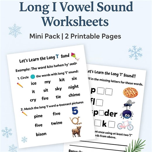 Long I Vowel Sound Worksheets | Phonics Practice Mini Pack | Kindergarten Literacy Printable - Etsy UK