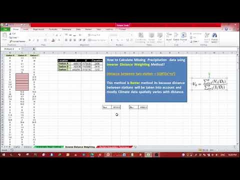 Filling Missing Climate Data Using Arithmetic mean method, Inverse Distance Weighting method MCMC
