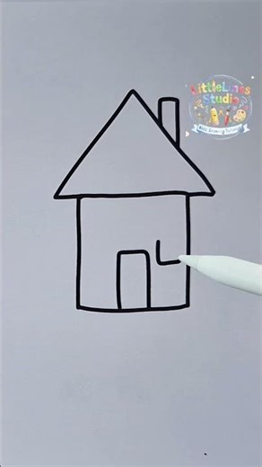 How to Draw a Simple House 🏠✏️ | LittleLines Studio | #drawingforkids #stepbystepdrawing #easyart
