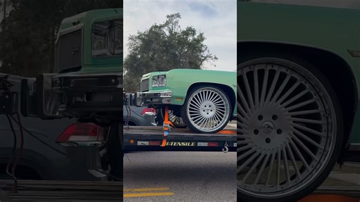 Bro in his dually pulling 2 1975 Chevy verts on 26”s