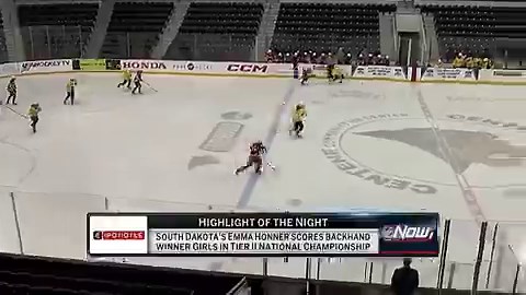 Emma Honner's sweet backhand goal ended up being the game-winner for Team South Dakota! #NHLNow is your home for the @ChipotleTweets-@usahockey #USAHNationals Highlight of the Night throughout the month of March!