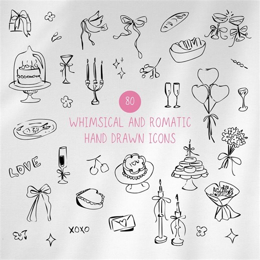 Whimsical Hand-drawn Wedding Illustration Pack - Digital Download | PNG   SVG | Wedding Design Elements - Etsy
