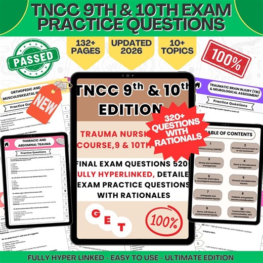TNCC 9th | TNCC 10th Edition Exam Prep 2026: 520+ Questions & Answers (digital Download) - Etsy