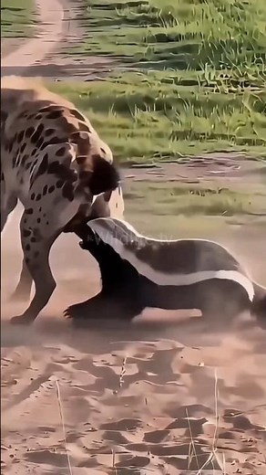 Honey Badger Fights Fearlessly Against a Hyena | The Bravest Animal Ever! 🦡🔥#wildlife #shorts