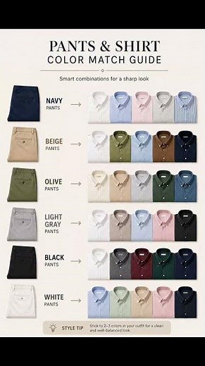 formal combination color match guide 😍 #formalwear #pantshirt #officewear #fashionguide