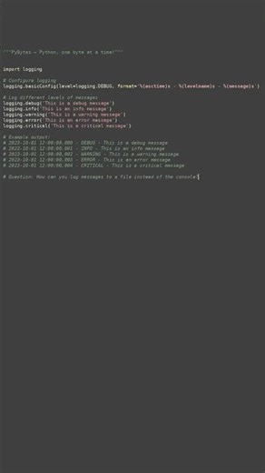logging module basics #python #showcase