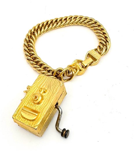 Vintage Chunky Gold Musical Telephone Charm Bracelet – 8 Inch Chain - Etsy