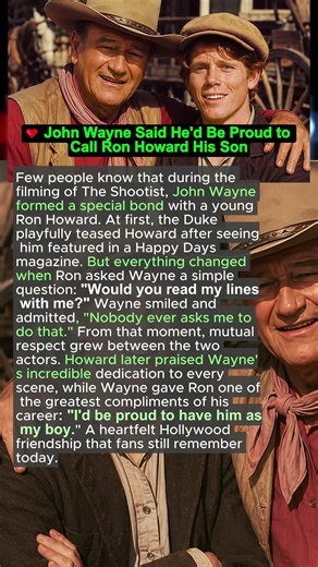 ❤️ John Wayne Said He'd Be Proud to Call Ron Howard His Son #shorts