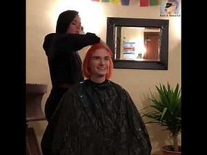 Pretty red hair girl buzzcut/headshave