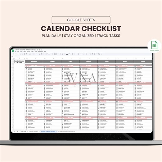 Calendar Checklist | Google Sheets Template | 35-day Planner With Tickable Tasks & Progress Bar | Daily Task Tracker - Etsy