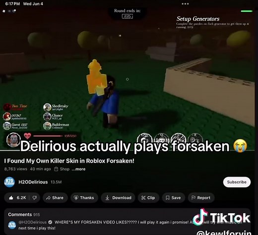 H2O Delirious Plays Forsaken in Roblox
