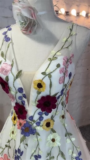 Floral Romantic Wedding Dress Colorful Floral Wedding Dress Rustic Wildflower Wedding Dress Backless Boho Wedding Dress With Flowers - Etsy