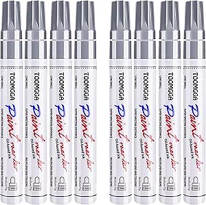 Silver Paint Pens Paint Markers - 8 Pack Permanent Markers Oil Based for Metal Wood, Pens for Metal, Car Tyre,Wood, Plastic, Rock Painting, Glass, Craft Supplies,Waterproof