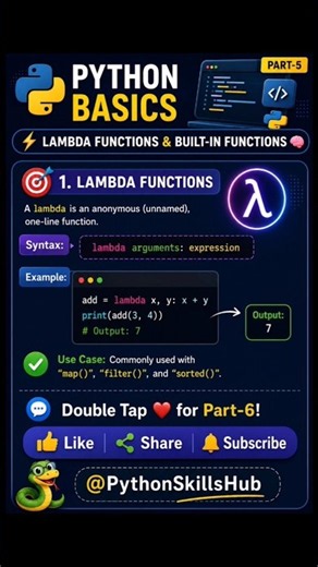 Python Basics 2026 | ‪@PythonSkillsHub‬ 💬 Double Tap ❤️ for Part- 6! 👍 Like • Share • Subscribe🐍