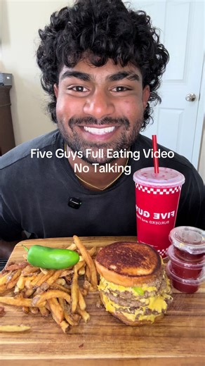 Five Guys Full Eating Video: No Talking Mukbang ASMR