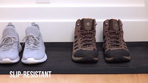 GORILLA GRIP Natural Rubber Indoor Outdoor Boot Tray for Shoes, 32x16, Waterproof Winter Mat with Raised Edges, Handles, Tear Resistant Heavy Duty Home Garage Floor Mats, Easy Clean Shoe Trays, Black