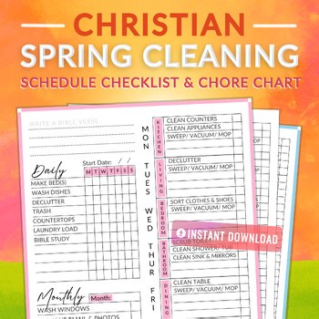 Christian Spring Cleaning Schedule Checklist & Chore Chart Printable