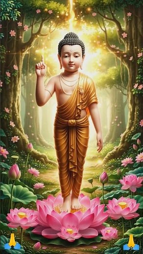 7 Steps, 1 Declaration: The Baby Who Remembered Everything 🙏 #babybuddha #globalbuddhism #shorts