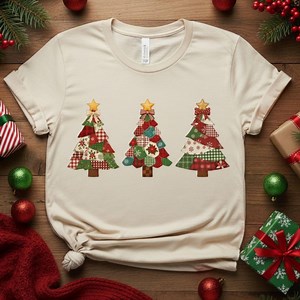 Three Patchwork Christmas Trees Clipart | Farmhouse Holiday PNG (digital Download) - Etsy