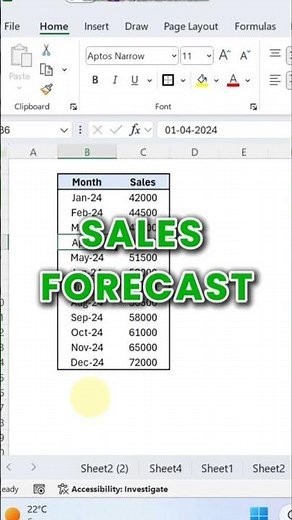 Excel Forecast Sheet 🔮 | Predict Future Data Automatically