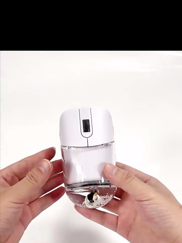 Wireless Mouse Cute White Aqua Water Mice Aesthetic Clear Silent Optical Portable Lightweight Retro Mice for PC Laptop Computer Macbook Kids Girl Women Gift with Liquid Water Section & Floater Penguin