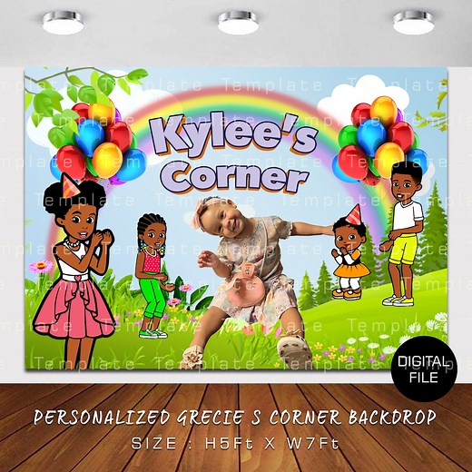 Personalized Gracie's Corner Birthday Backdrop With Photo (digital File) - Etsy