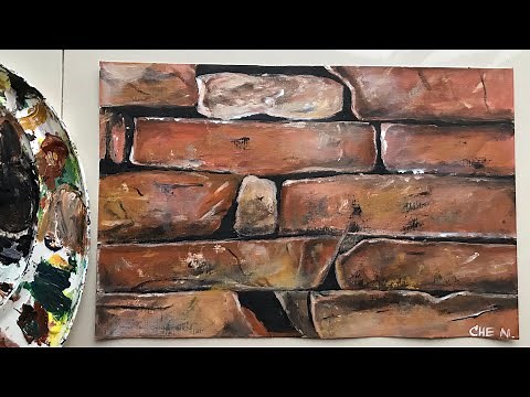 Realistic Classic Bricks Painting Tutorial Using Acrylics/ By Cheryl Navarro