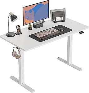 CubiCubi Electric Standing Desk, 40 x 24 Inches Height Adjustable Sit Stand Desk, Ergonomic Home Office Computer Workstation, Light Rustic Brown