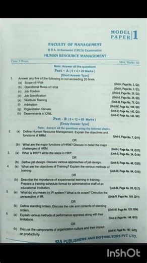 #Osmania University ( human resource management) subject model papers 4th sem BBA BA