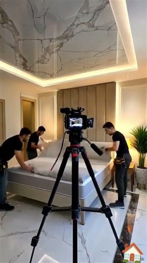 Insane Bedroom Makeover Timelapse (Marble Ceiling & LED Bed Glow#shorts