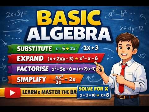 Basic Algebra, Substitute, Expanding, Factorise and Simplify Algebra