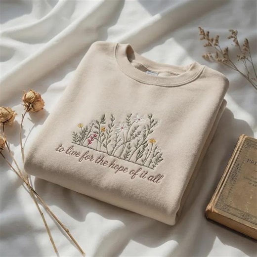 Embroidered Floral Sweatshirt, Folklore Inspired Crewneck - Etsy