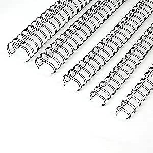 Rayson Double Loop Binding Wires, Mixed Sizes (9/16", 5/8", 3/4", 7/8", 1") 2:1 Pitch Wire Binding Spines, 21-Loop Black, Pack of 50