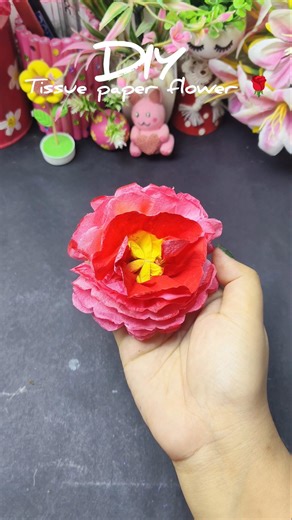 DIY tissue paper flower #diy #diycraft #craft #tissueflower #diyflower #shorts