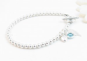 Sterling Angel Wing Bracelet W/ Birthstone, Sympathy Memorial Jewelry Gift, Loss of Child Baby Miscarriage Mom Dad Grandmother Grandfather - Etsy