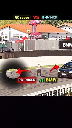 Epic Drag Race Tiny RC Racer DESTROYS BMW MX3 💀 #RCRacer #BMW #DragRace #RCvsCar #CarRacing#FastCars