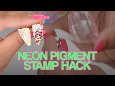 Neon Pigment Stamp Hack | Paint Splatter Effect Nail Art Tutorial🎨🖌️