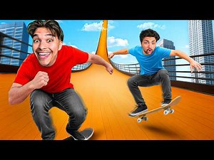 Whoever lands the MEGARAMPE on a skateboard wins! (ft. Clinko)