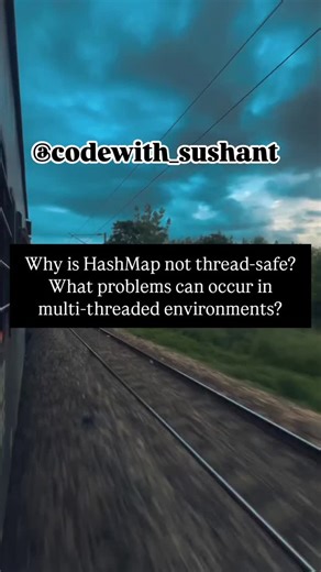 Sushant Kumbhar on Instagram: "🔍 Why HashMap Is Not Thread-Safe 1️⃣ No synchronization mechanism Methods like put() and get() are not synchronized. Multiple threads can update the map at the same time. 2️⃣ Unsafe resize (rehashing) operation During resize, the bucket array is restructured. Concurrent updates can corrupt bucket links. 3️⃣ Non-atomic operations put() involves multiple steps (hashing, indexing, insertion). Thread interleaving breaks operation consistency. ⚠️ Problems in Multi-Thre