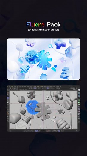 Fluent Design | Daniel Koltsiuk on Instagram: "Scene breakdown from my Fluent Pack, created in Cinema 4D with Redshift"