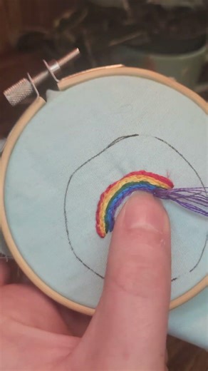 Easy Embroidery Rainbow Keychain #nationalcraftmonth