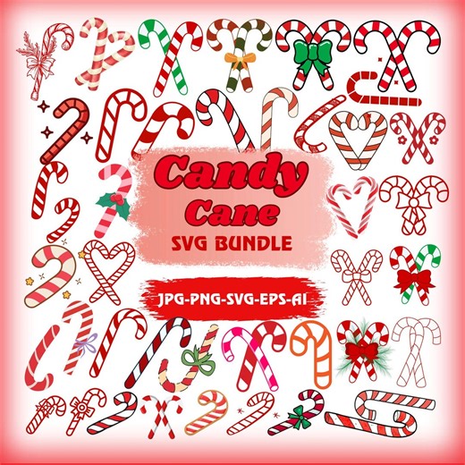 Candy Cane SVG Bundle, Christmas Cliparts (digital Files) - Etsy