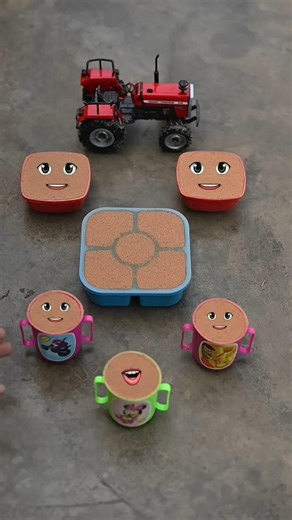 Funny Sand Lunch with Toy Tractor 😂