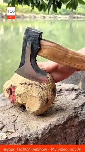 AXE TEST brutal hardness 😮🪓🪨 #shorts #skills #crafts #tools #satisfying