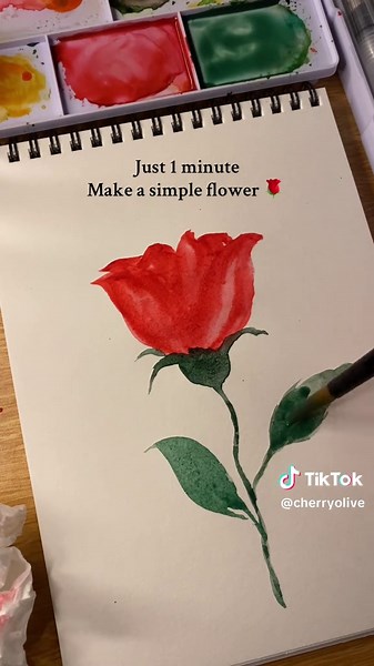 Easy Flower Watercolor Painting Tutorial in Under 1 Minute