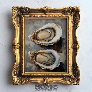 Oysters Oil Painting Art, Still Life Painting Sea Food Poster, Two Oysters Wall Art Canvas, Kitchen Art, Restaurant Decor, Dinner Room Art - Etsy