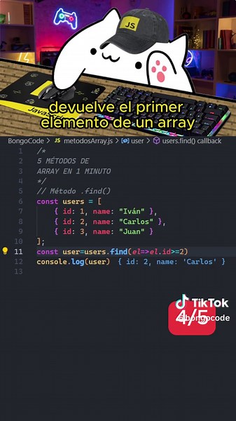 ✨ 5 Métodos de Array que Debes Conocer en JavaScript ✨ ¿Quieres mejorar tus habilidades en JavaScript? En este video, te presento 5 métodos de array esenciales que todo desarrollador debe dominar para escribir código más eficiente y elegante. 🚀💻 🔍 ¿Qué métodos cubrimos? .map: Transforma cada elemento de un array en uno nuevo, ideal para aplicar cambios en masa. .filter: Filtra elementos basándose en una condición, devolviendo un nuevo array con los elementos que cumplan la condición. .find: E